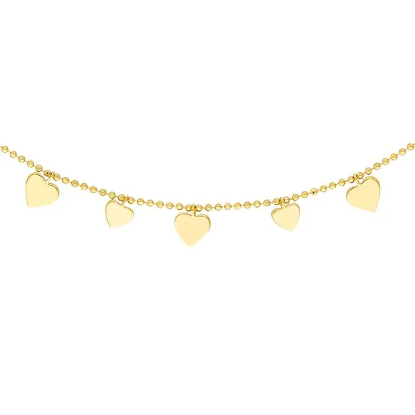 14K Alt Hearts Bead Chain Choker Image 2 Kiefer Jewelers Lutz, FL