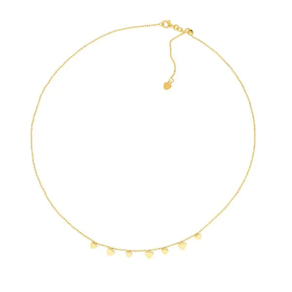 14K Alt Hearts Bead Chain Choker Kiefer Jewelers Lutz, FL