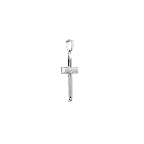 14KW Beveled Edge Cross Pendant Image 2 Kiefer Jewelers Lutz, FL