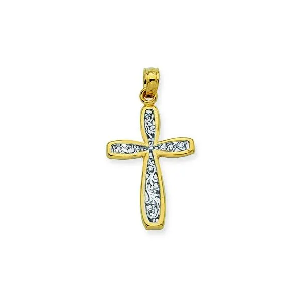 14K 2-Tone Filigree Cross Pendant Kiefer Jewelers Lutz, FL