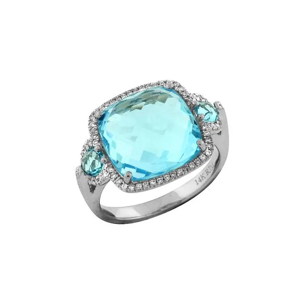 14K Blue Topaz and Diamond Cushion Cut Ring Kiefer Jewelers Lutz, FL