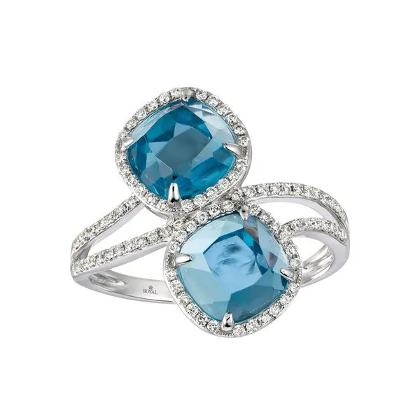 14K Multi Blue Topaz and Diamond Cushion Cut Ring Kiefer Jewelers Lutz, FL