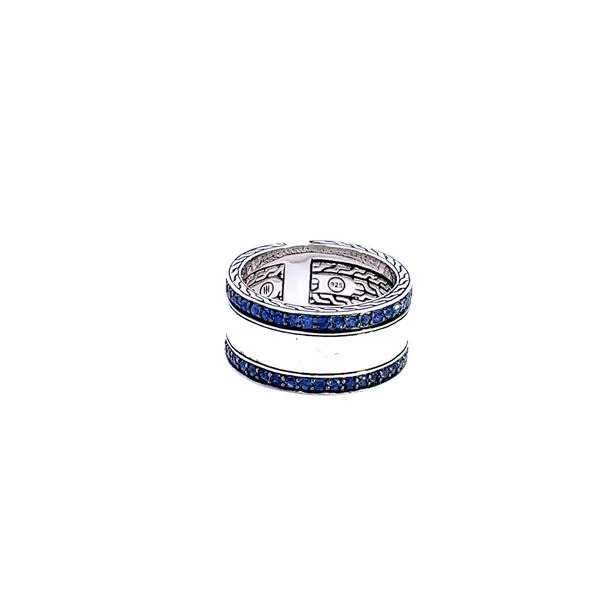 John Hardy Classic Chain10mm Blue Sapphire Hammered Ring Kiefer Jewelers Lutz, FL