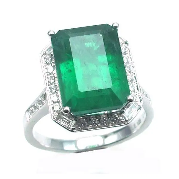18K Emerald and Diamond Octagon Ring Kiefer Jewelers Lutz, FL