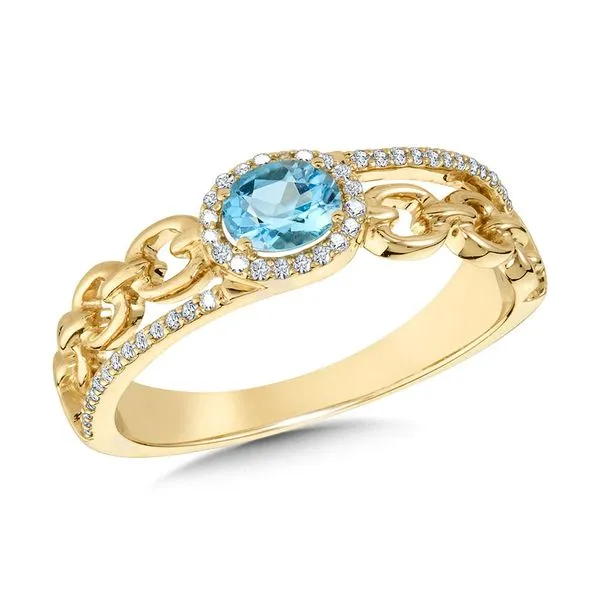 14K Diamond and Blue Topaz Paperclip Ring Kiefer Jewelers Lutz, FL