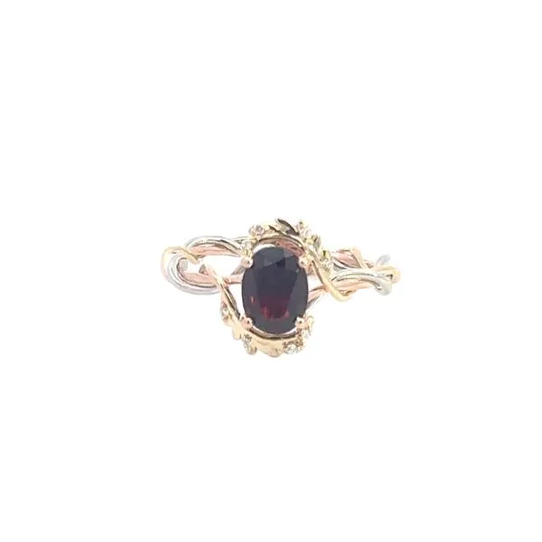 14K Tri-Color Garnet & Diamond 