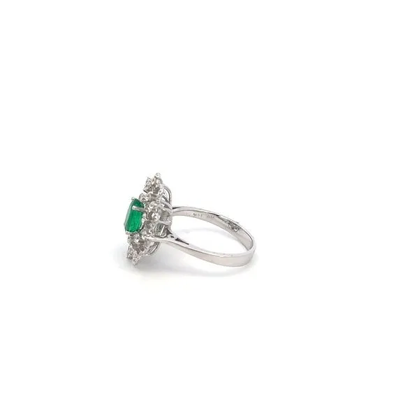 14K Emerald & Diamond Halo Ring Image 2 Kiefer Jewelers Lutz, FL
