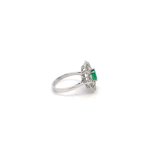 14K Emerald & Diamond Halo Ring Image 3 Kiefer Jewelers Lutz, FL