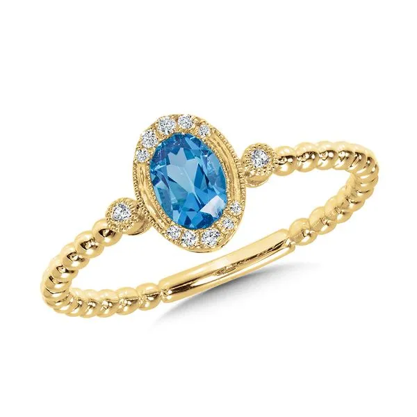 Diamond & Swiss Blue Topaz Vintage Oval Halo Ring Kiefer Jewelers Lutz, FL