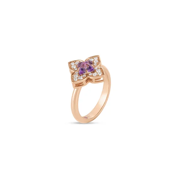Roberto Coin 18KY Amethyst and Diamond Venetian Princess Flower Ring Kiefer Jewelers Lutz, FL