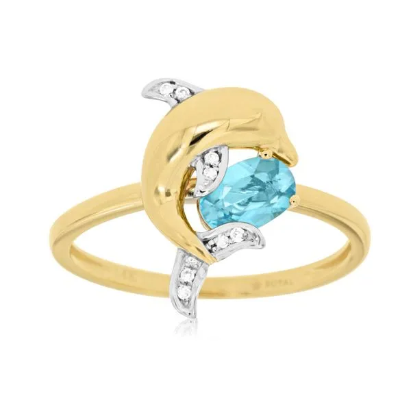 14K Blue Topaz and Diamond Dolphin Ring Kiefer Jewelers Lutz, FL