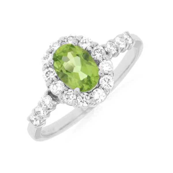 14KW Peridot and Diamond Halo Ring Kiefer Jewelers Lutz, FL