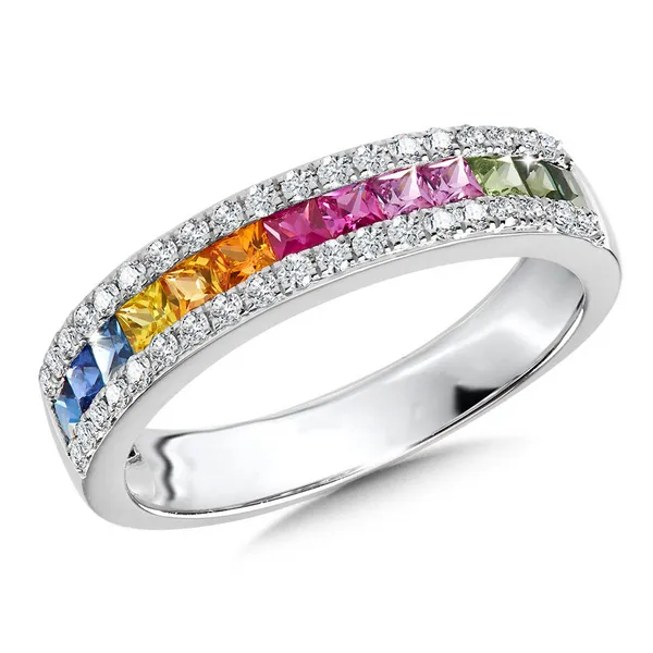 14KW Sapphire and Diamond Rainbow Channel Band Kiefer Jewelers Lutz, FL