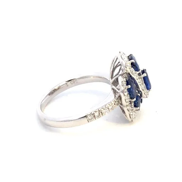14KW Blue Sapphire and Diamond Flower Ring Image 3 Kiefer Jewelers Lutz, FL