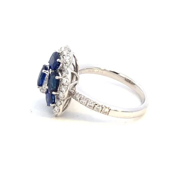 14KW Blue Sapphire and Diamond Flower Ring Image 4 Kiefer Jewelers Lutz, FL