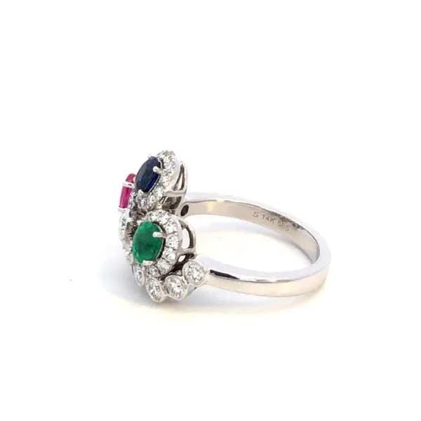 14KW Ruby, Emerald, Blue Sapphire, and Diamond Ring Image 4 Kiefer Jewelers Lutz, FL