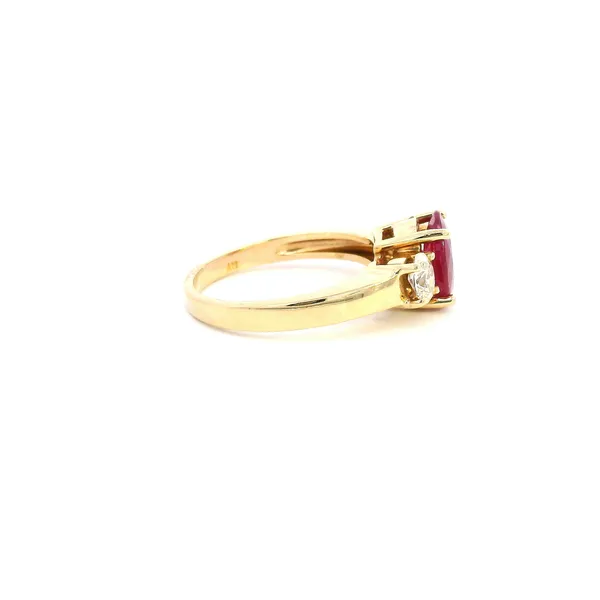 14KY Ruby and Diamond Three Stone Ring Image 3 Kiefer Jewelers Lutz, FL