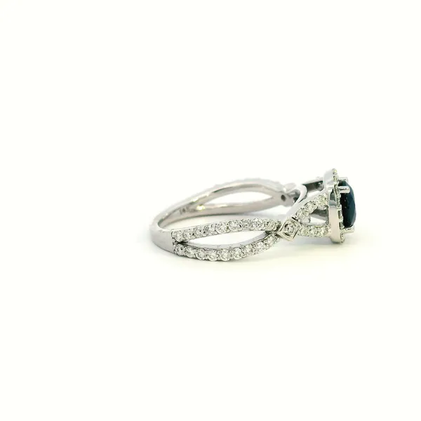 14KW Sapphire and Diamond Halo Fashion Ring Image 3 Kiefer Jewelers Lutz, FL