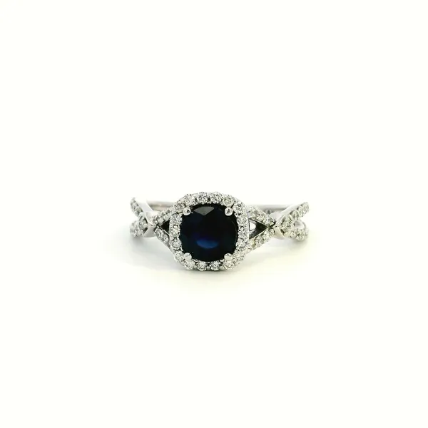 14KW Sapphire and Diamond Halo Fashion Ring Kiefer Jewelers Lutz, FL
