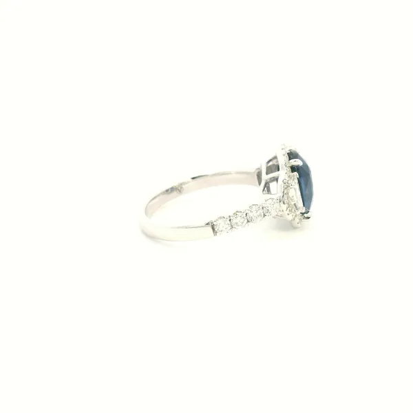 18KW Ceylon Sapphire and Diamond Three Stone Ring Image 3 Kiefer Jewelers Lutz, FL