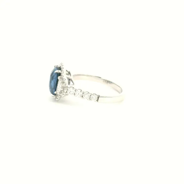 18KW Ceylon Sapphire and Diamond Three Stone Ring Image 4 Kiefer Jewelers Lutz, FL