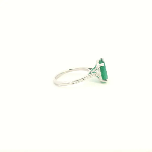 18KW Oval Zambian Emerald and Diamond Ring Image 3 Kiefer Jewelers Lutz, FL