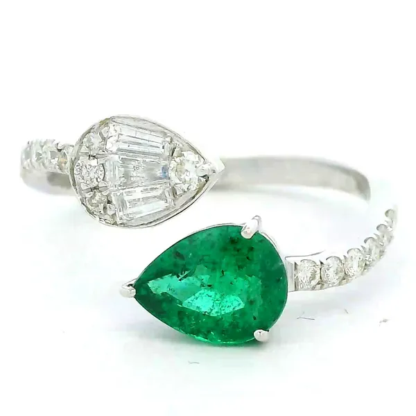 14KW Emerald and Diamond Bypass Fashion Ring Kiefer Jewelers Lutz, FL