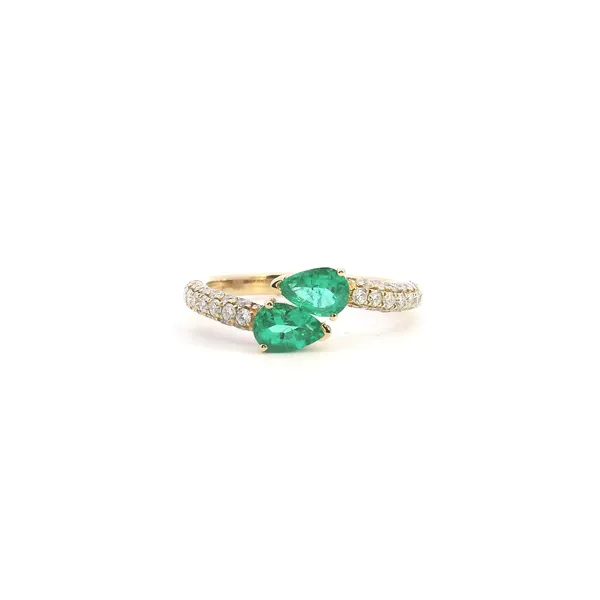 14KY Columbian Emerald and Diamond Bypass Ring Kiefer Jewelers Lutz, FL