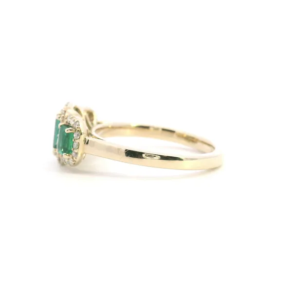 14KY Emerald Cut Emerald and Diamond Three Stone Ring Image 4 Kiefer Jewelers Lutz, FL
