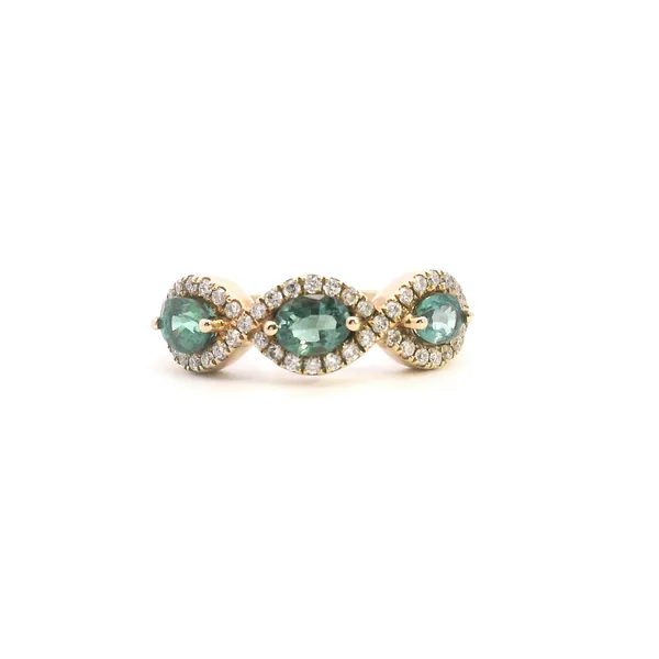 18KY Alexandrite and Diamond Three Stone Ring Kiefer Jewelers Lutz, FL