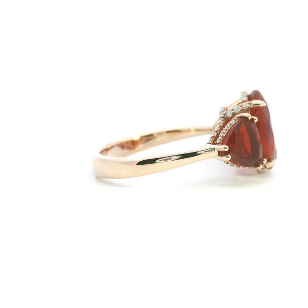 18KR Mexican Fire Opal and Diamond Three Stone Ring Image 3 Kiefer Jewelers Lutz, FL