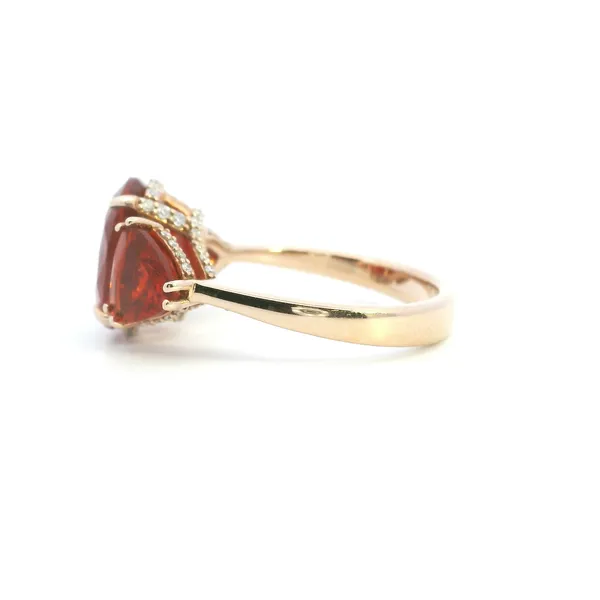 18KR Mexican Fire Opal and Diamond Three Stone Ring Image 4 Kiefer Jewelers Lutz, FL