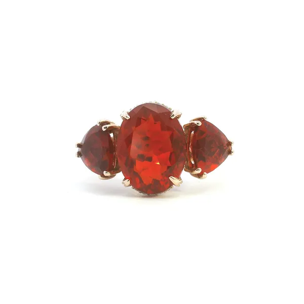 18KR Mexican Fire Opal and Diamond Three Stone Ring Kiefer Jewelers Lutz, FL