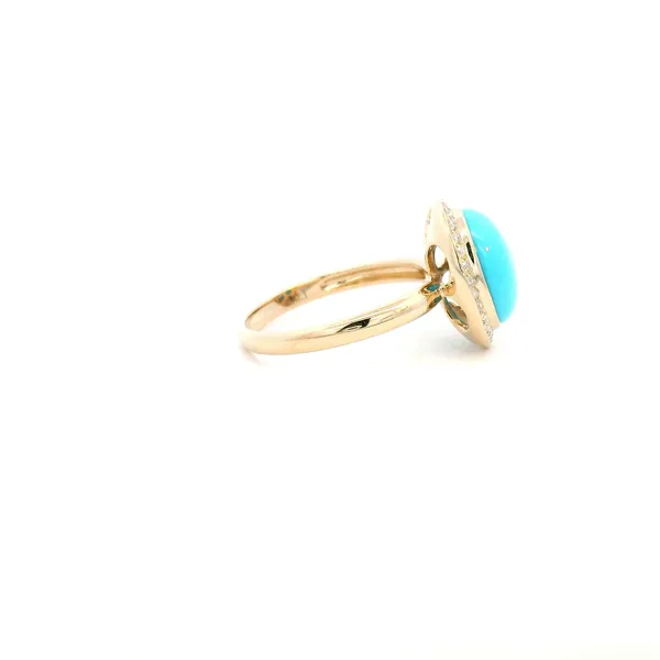 14KY Turquoise and Diamond Halo Ring Image 3 Kiefer Jewelers Lutz, FL