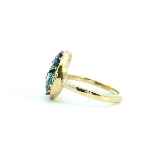 14KY Multi-Colored Gemstone and Diamond Shell Fashion Ring Image 4 Kiefer Jewelers Lutz, FL