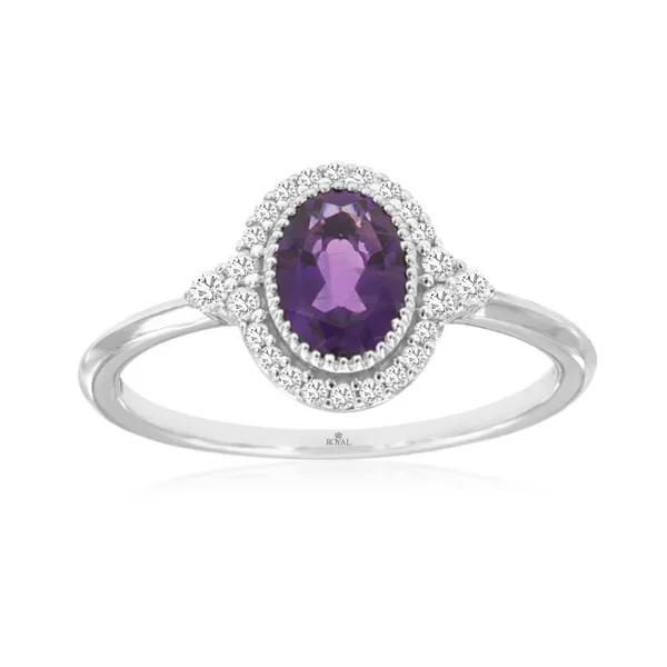 14KW Amethyst and Diamond Milgrain Halo Ring Kiefer Jewelers Lutz, FL