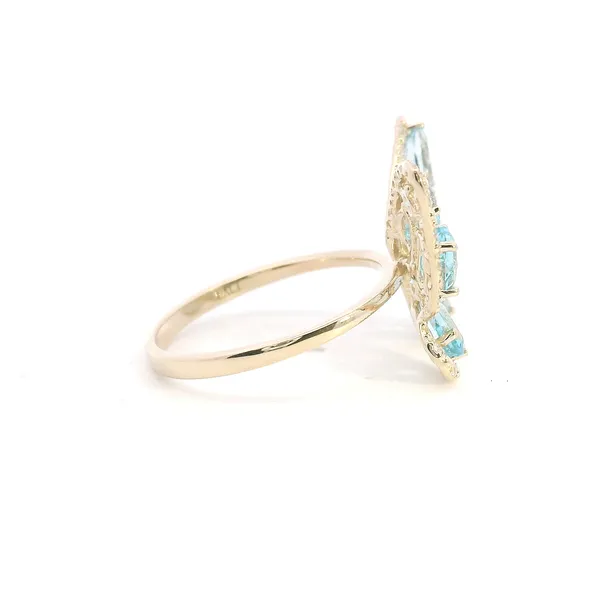 14KY Swiss Blue Topaz and Diamond Butterfly Ring Image 3 Kiefer Jewelers Lutz, FL