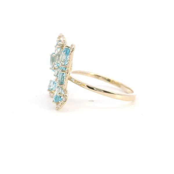 14KY Swiss Blue Topaz and Diamond Butterfly Ring Image 4 Kiefer Jewelers Lutz, FL