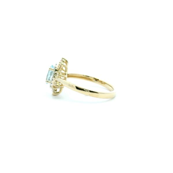 14KY Aquamarine and Diamond Halo Fashion Ring Image 4 Kiefer Jewelers Lutz, FL