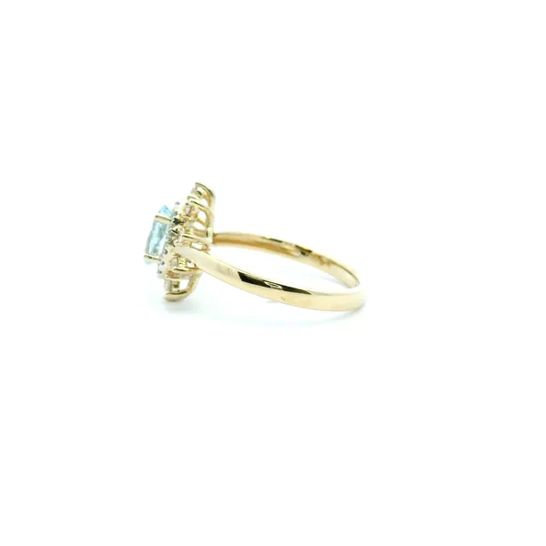 14KY Aquamarine and Diamond Halo Fashion Ring Image 4 Kiefer Jewelers Lutz, FL