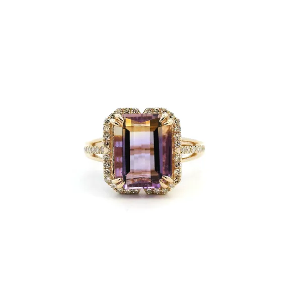 14KY Emerald Cut Ametrine and Diamond Halo Ring Kiefer Jewelers Lutz, FL