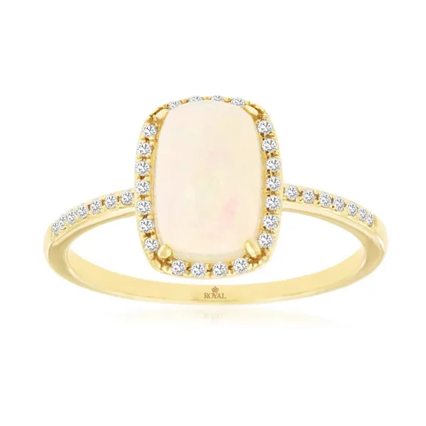 14KY Cushion Opal and Diamond Halo Fashion Ring Kiefer Jewelers Lutz, FL