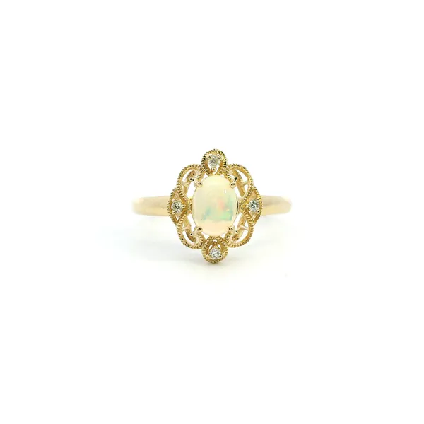 14KY Oval Opal and Diamond Vintage Style Ring Kiefer Jewelers Lutz, FL