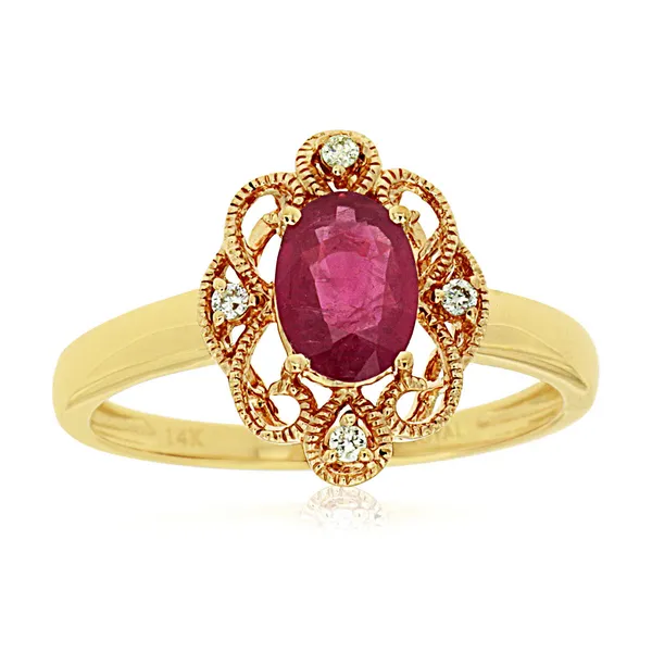 14KY Ruby and Diamond Vintage Style Ring Kiefer Jewelers Lutz, FL