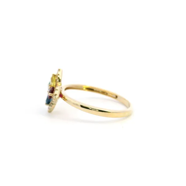 14KY Multi-Colored Sapphire and Diamond Flower Ring Image 4 Kiefer Jewelers Lutz, FL