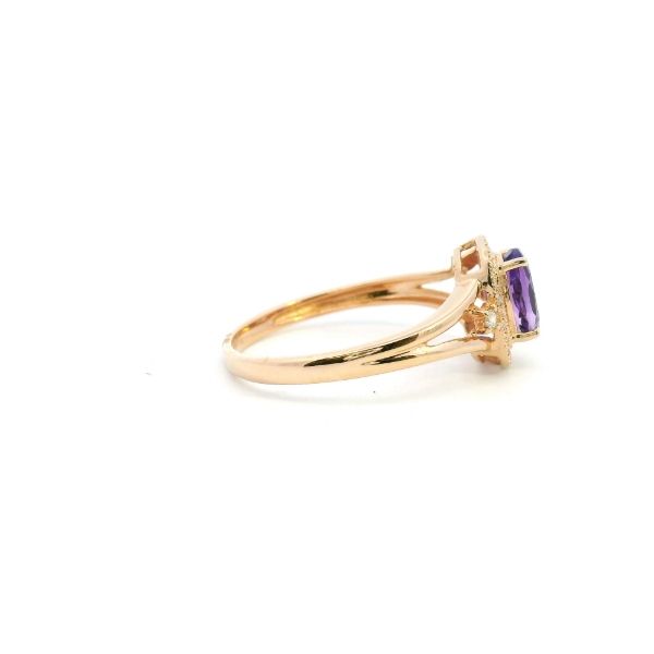 14KR Amethyst and Diamond Halo Ring Image 3 Kiefer Jewelers Lutz, FL