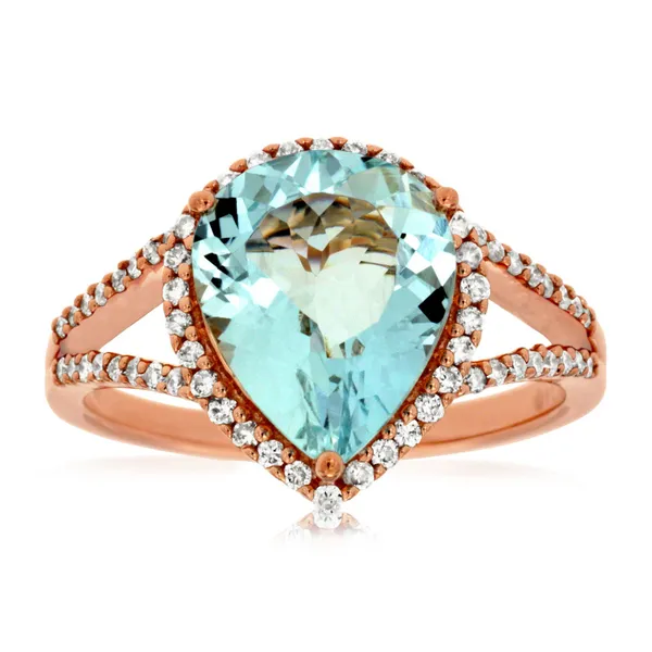 14KR Aquamarine and Diamond Halo Ring Kiefer Jewelers Lutz, FL