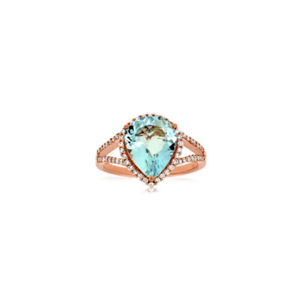 14KR Aquamarine and Diamond Halo Ring Kiefer Jewelers Lutz, FL