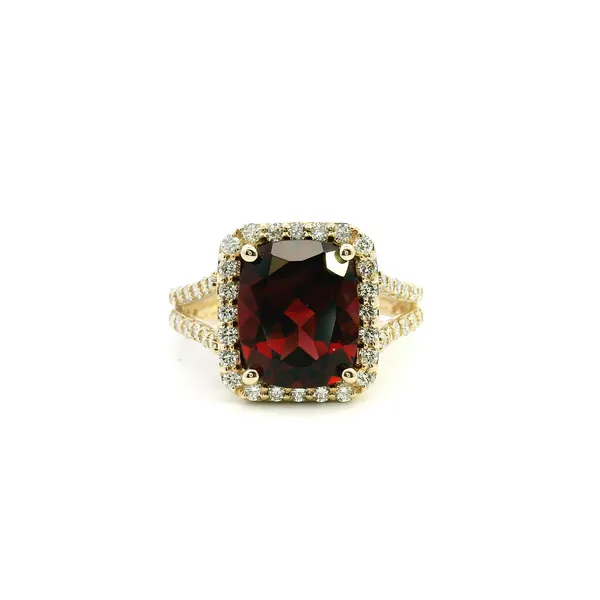 14KY Garnet and Diamond Halo Ring Kiefer Jewelers Lutz, FL