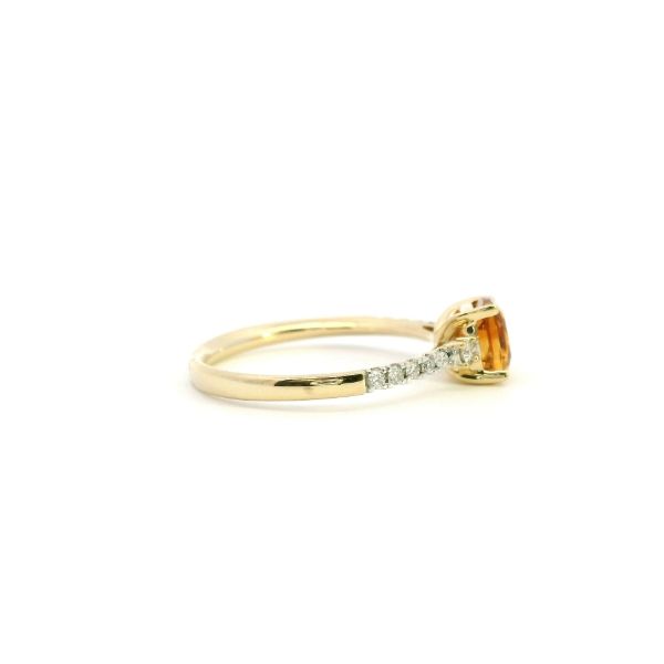 14KY Cushion Cut Citrine and Diamond Fashion Ring Image 3 Kiefer Jewelers Lutz, FL